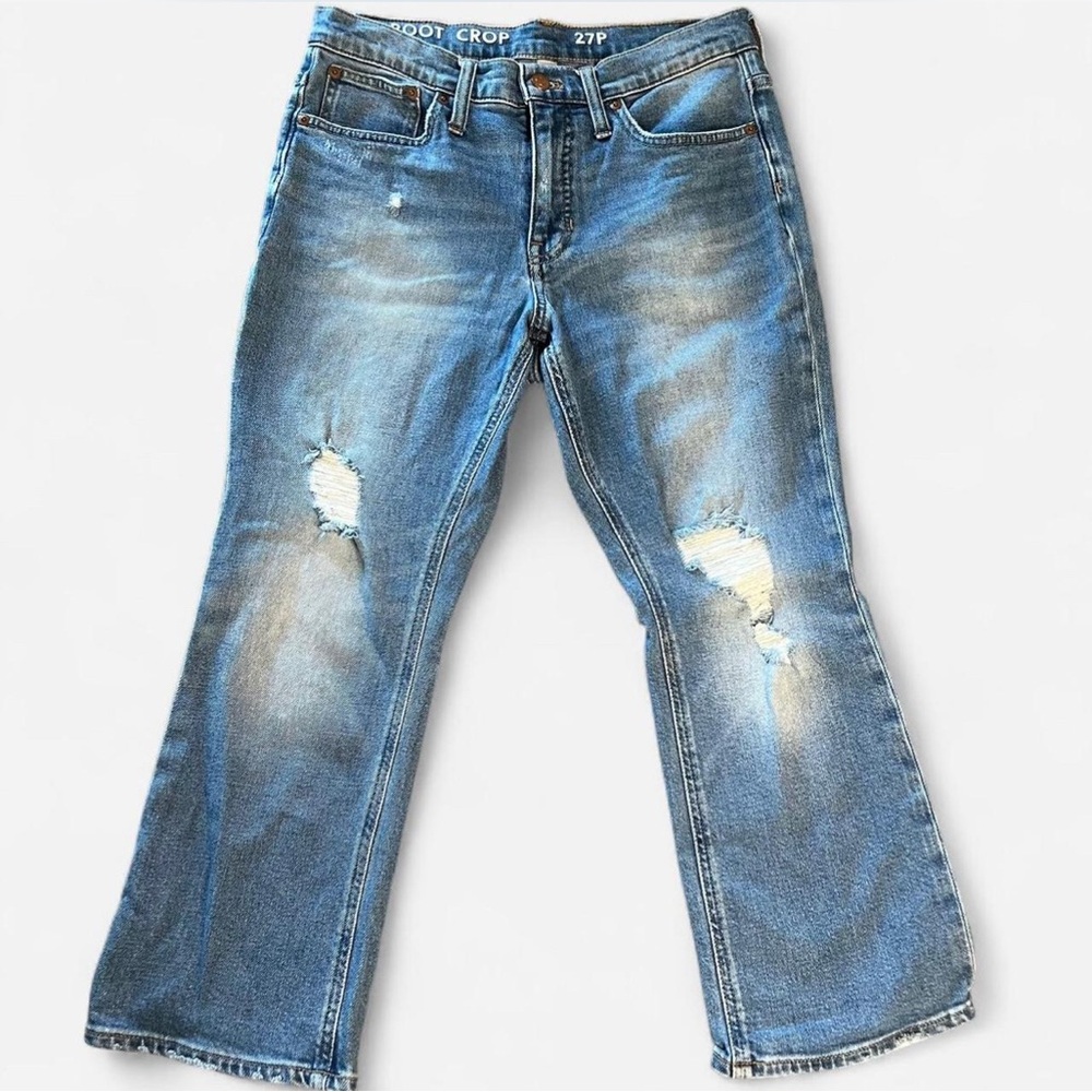 J. Crew Distressed Light Blue Bootcut Jeans Size 27P‎